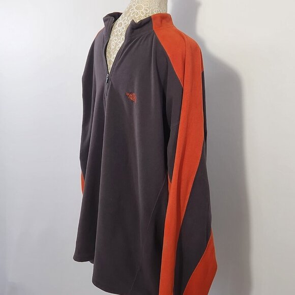 The North Face Men's SZ XL Orange Striped 1/4 Zip Fleece Pullover Jacket Active - Picture 7 of 11